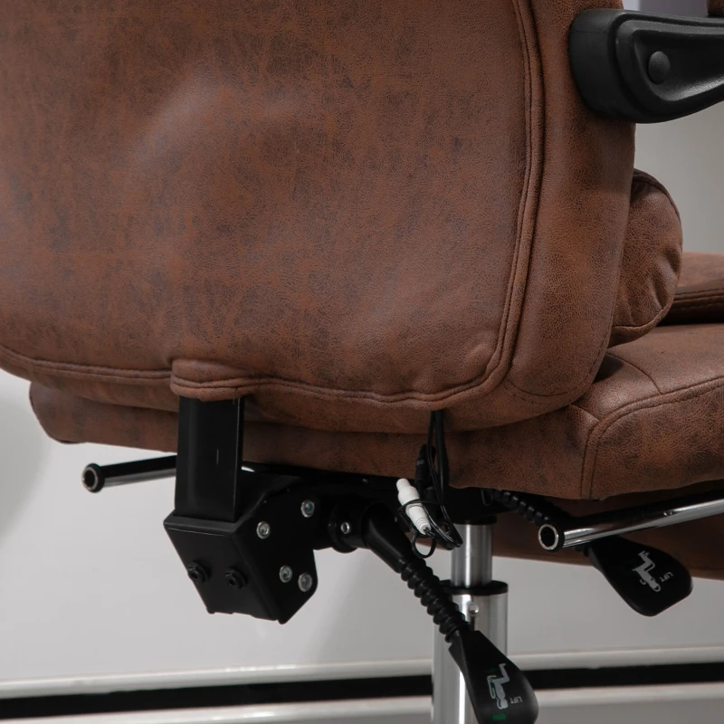 Vinsetto Massagebureaustoel met Lig- & Verwarmingsfunctie, Draaibaar, Ergonomisch, tot 120 kg, Bruin(m-7)