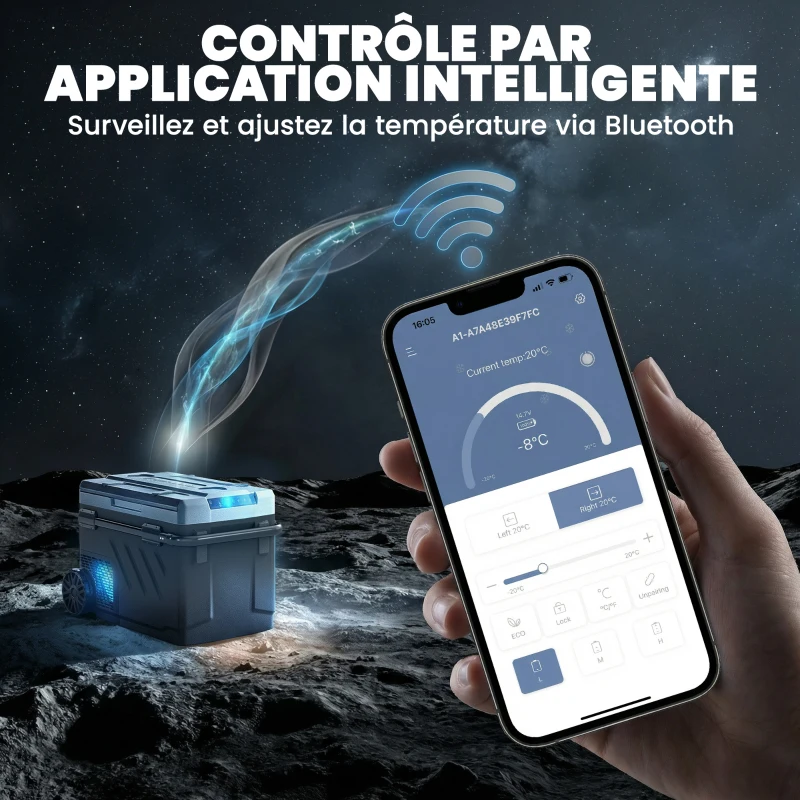 Outsunny Glacière Électrique Voiture 40L à Double Zone, Refroidissement Puissant & Mode ECO, -20℃ à 20℃, 69,2x45,3x51,5cm, Noir