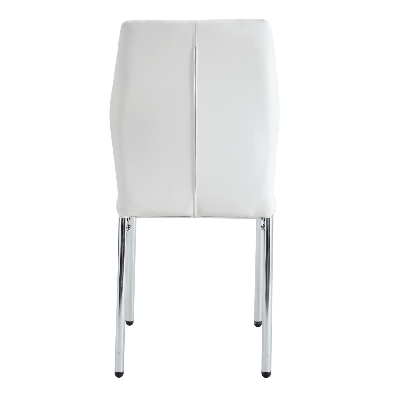 Lot de 4 chaises de salle à manger, style léger-luxe, patins antidérapants, 43x42.6x93 cm, Blanc+Argent