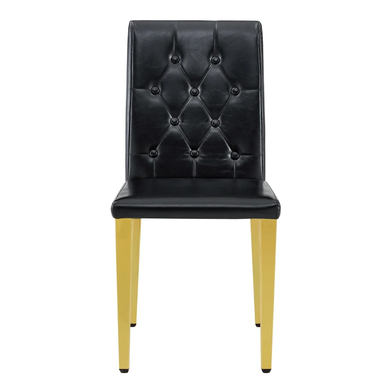 Lot de 4 chaises de salle à manger, style luxe européen, patins antidérapants et silencieux, 42x46x89 cm, Noir+Or