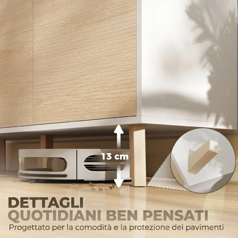 HOMCOM Credenza Buffet Stile Nordico con 3 Armadietti, in Legno, 120x35x73.5 cm, Bianco e color Legno