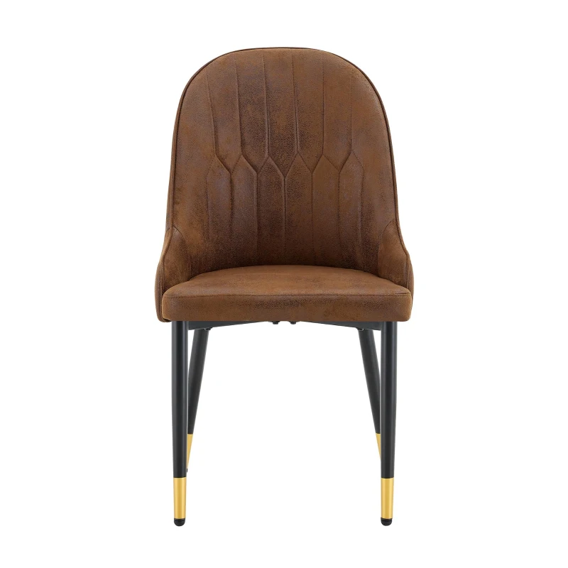 Lot de 2 chaises de salle à manger, dossier motif éclair stylé, déperlante et facile d'entretien, 47.3x44x91 cm, Marron+Noir