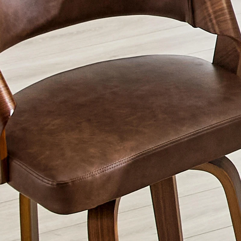 Lot de 2 tabourets de bar avec dossier, design rétro élégant, mousse haute densité et patins antidérapants, 51x42x95 cm, Marron