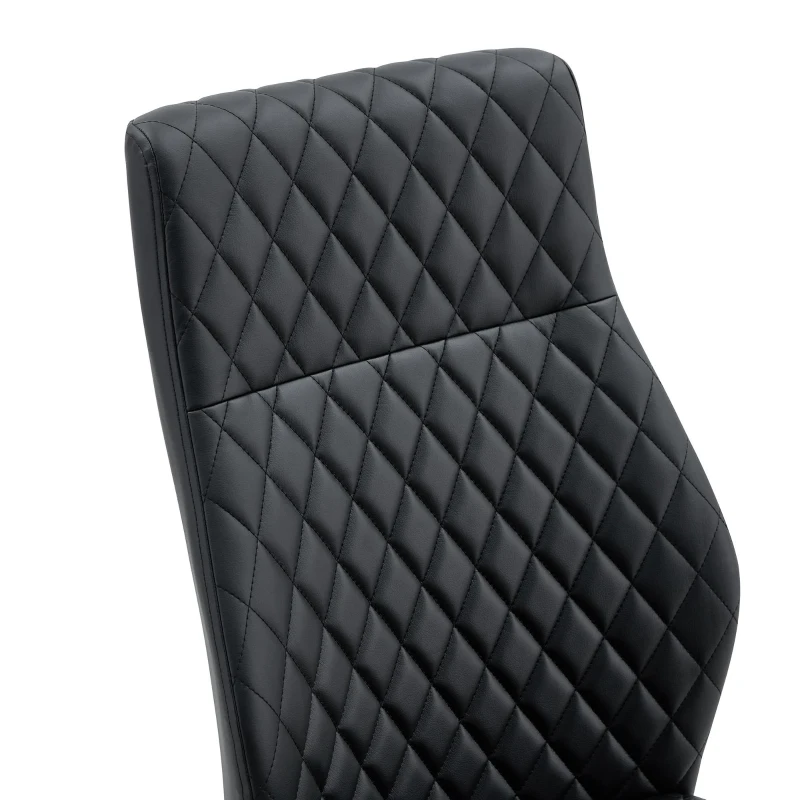 Chaise de salle à manger matelassée motif losange, dossier haut ergonomique, lot de 2, 43x63x100 cm, Noir+Argenté