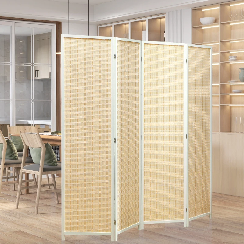 HOMCOM Paravent en bois séparateur de pièce closion de séparation pliable 4 panneaux 180 x 180 cm bois naturel