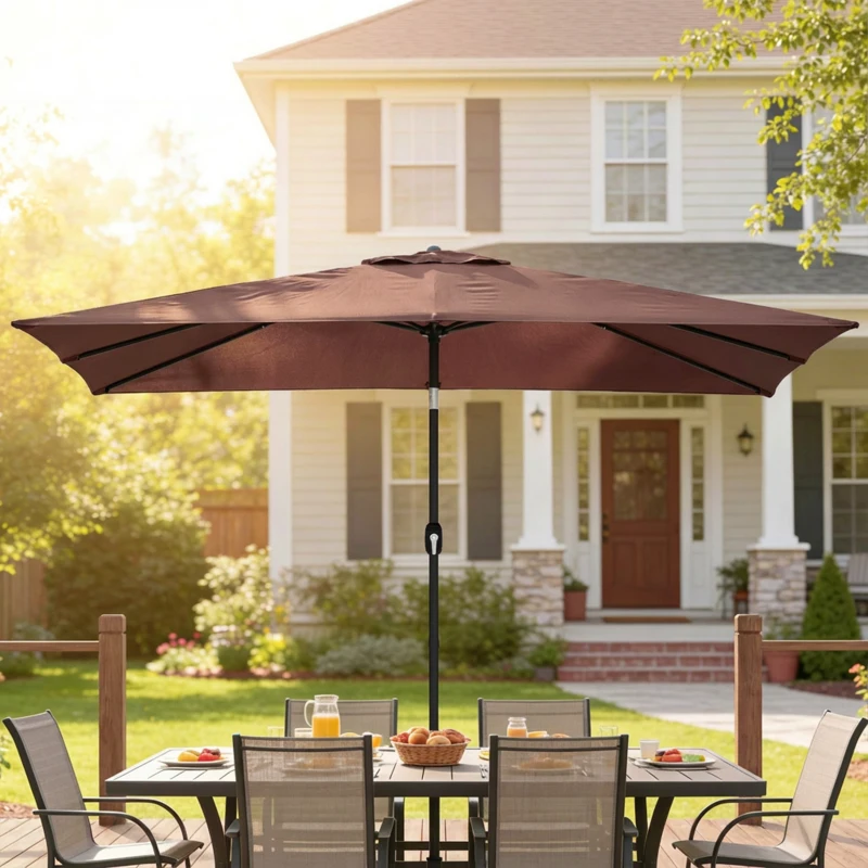 Outsunny Tuinparasol 300 x 200 cm kantelbaar balkonparasol met draaikruk Bruin