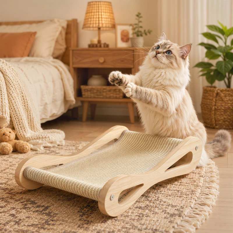 PawHut 2 in 1 Sisal Cat Scratcher Bed Cat Scratching Board and Lounger 60 x 35 x 13 cm Cream White