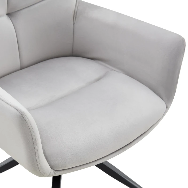Fauteuil pivotant 360° rembourré, piètement métal laqué stable, patins antidérapants, 48x50x85 cm, Noir+Gris clair