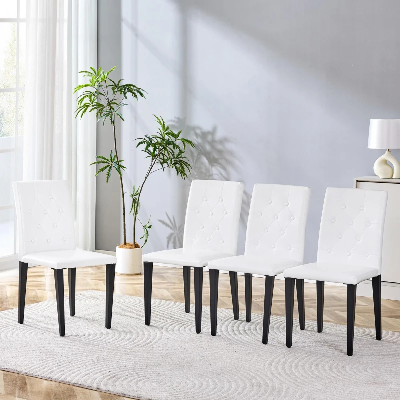 Lot de 4 chaises de salle à manger, style luxe européen, patins antidérapants et silencieux, 42x46x89 cm, Blanc+Noir