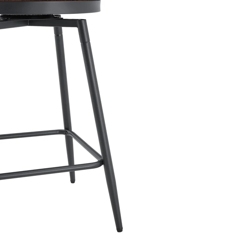 Tabouret de bar style Windsor en métal, assise ronde rembourrée, 39x39x96 cm, Marron