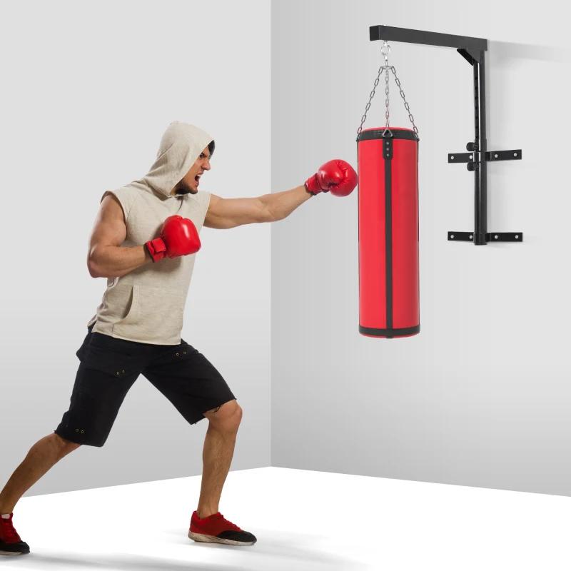 HOMCOM Supporto per Sacco da Boxe (40x64x60-88cm) Fissaggio a Parete Max 100 kg