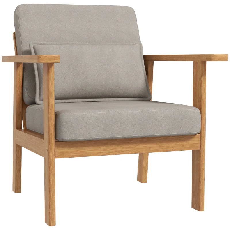 HOMCOM Gestoffeerde Stoel, inclusief 1 Kussen, 70 cm x 72 cm x 76 cm, Beige + Natuurlijk