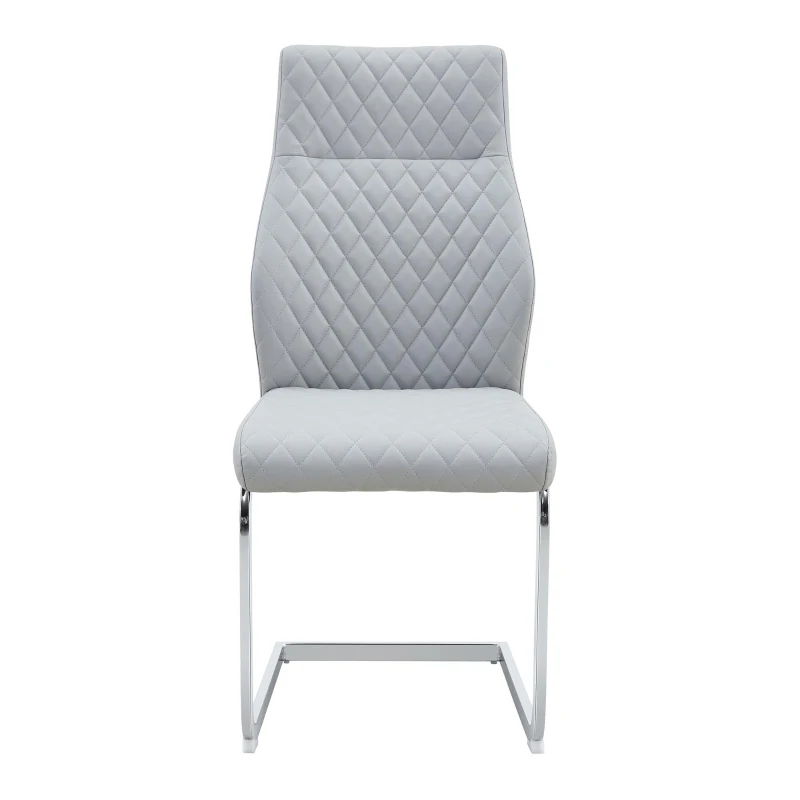 Chaise de salle à manger matelassée motif losange, dossier haut ergonomique, lot de 2, 43x63x100 cm, Argenté
