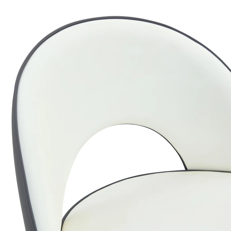 Tabouret de bar pivotant 360°, dossier ajouré design, lot de 2, 44x44x91.5 cm, Gris foncé+Blanc