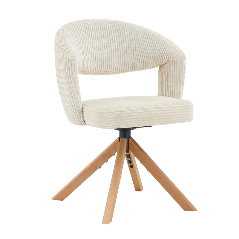 Lot de 2 chaises pivotantes rétro-luxe, patins feutre antidérapants, rotation 360° silencieuse, 47x47.5x81.5 cm, Couleur naturelle