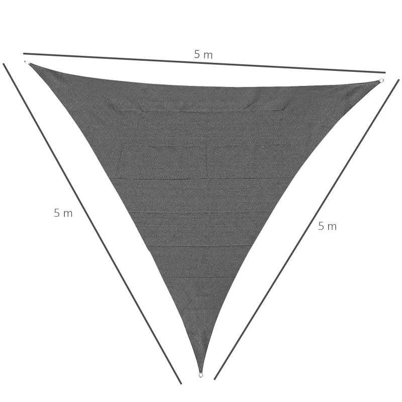 Outsunny Tenda da Sole Triangolare Anti-UV e Traspirante con Ganci a D, in HDPE, 5x5x5 m, Bianca e Blu