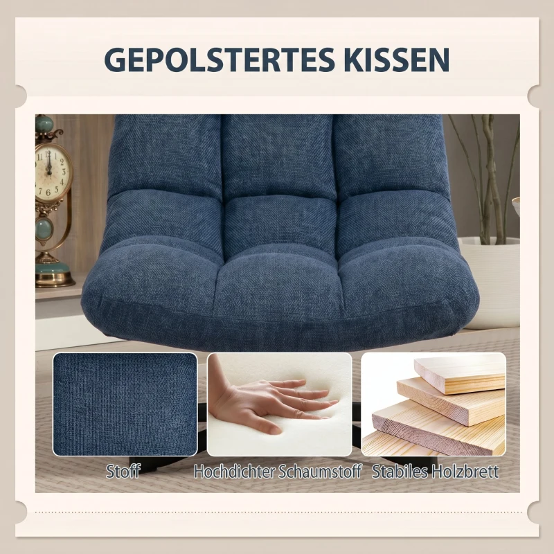 HOMCOM Draaibare Accentstoel, moderne loungefauteuil zonder armleuningen met stalen poten, donkerblauw