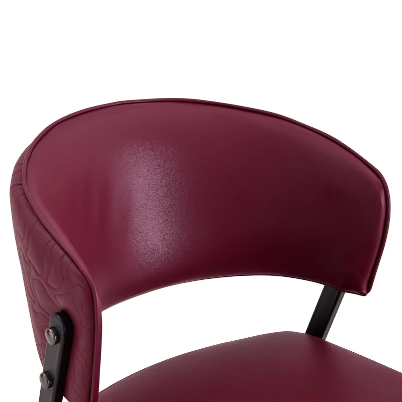 Chaise de salle à manger moderne rembourrée, design épuré, dossier ergonomique, 51x49x78 cm, Rouge