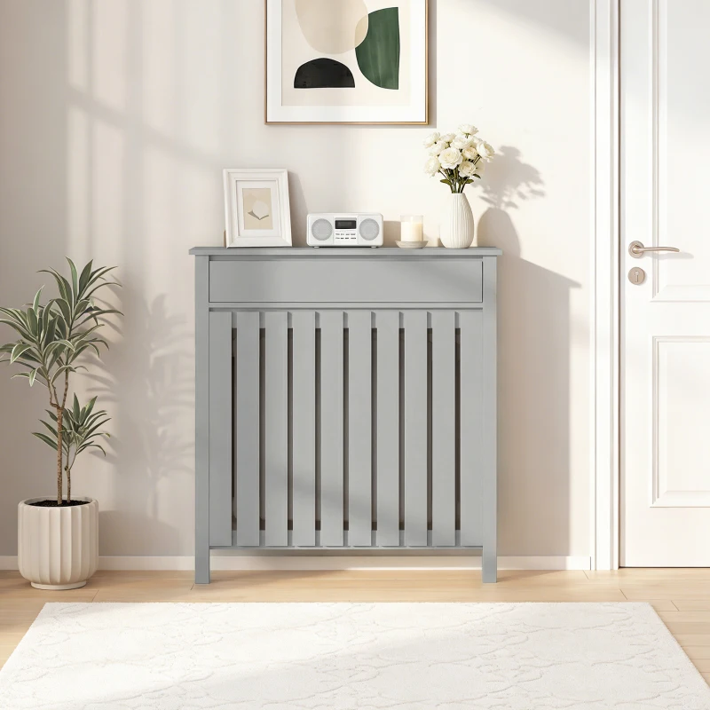 HOMCOM 93 x 88.5cm Rustic-Look Radiator Cover - Grey