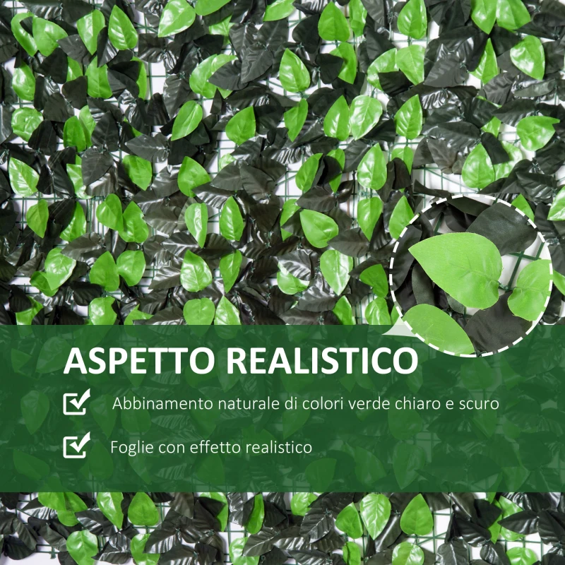 Outsunny Rotolo di Siepe Artificiale 3x1 m in PE e Tessuto per Balcone e Giardino, Verde Chiaro e Verde Scuro
