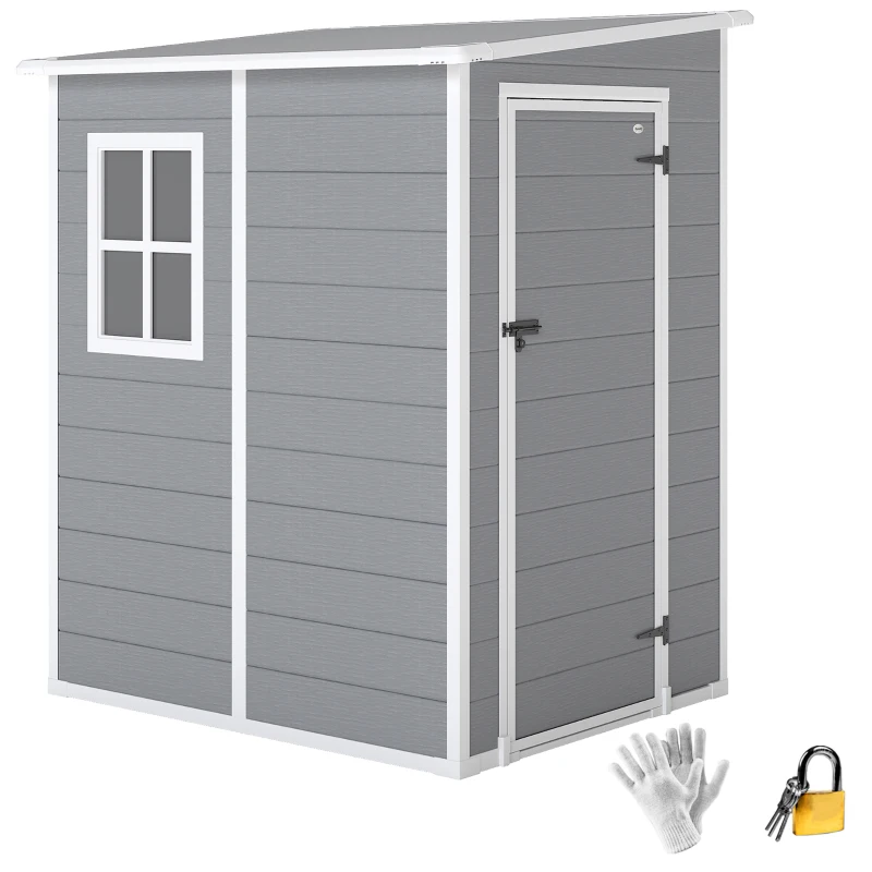 Outsunny Tuinschuur Metaal, Aluminium, Ruime Tuinschuur Met Slot, Ventilatie En Daglicht, 122x149x192/177 Cm, Grijs(m-15)