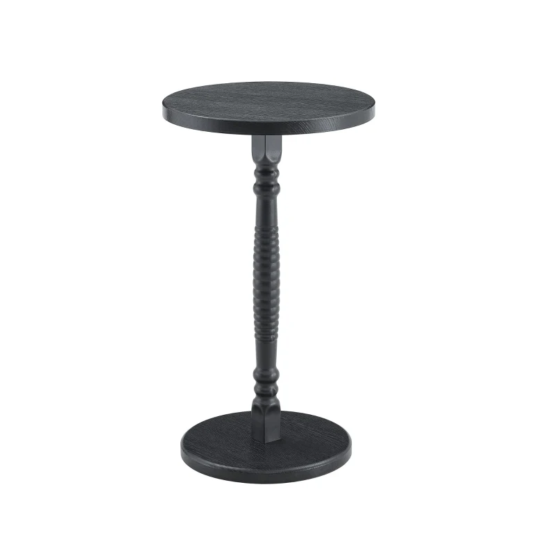Set de 2 tables basses rondes, rayures et à l'humidité, bords arrondis, 80x80x47 cm, Noyer+Noir