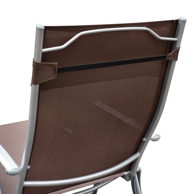 Outsunny ligbank strandbed ligbank voor buiten relax ligbed inklapbaar met kussen strand metaal + stof bruin 137 x 63,5 x 100,5 cm