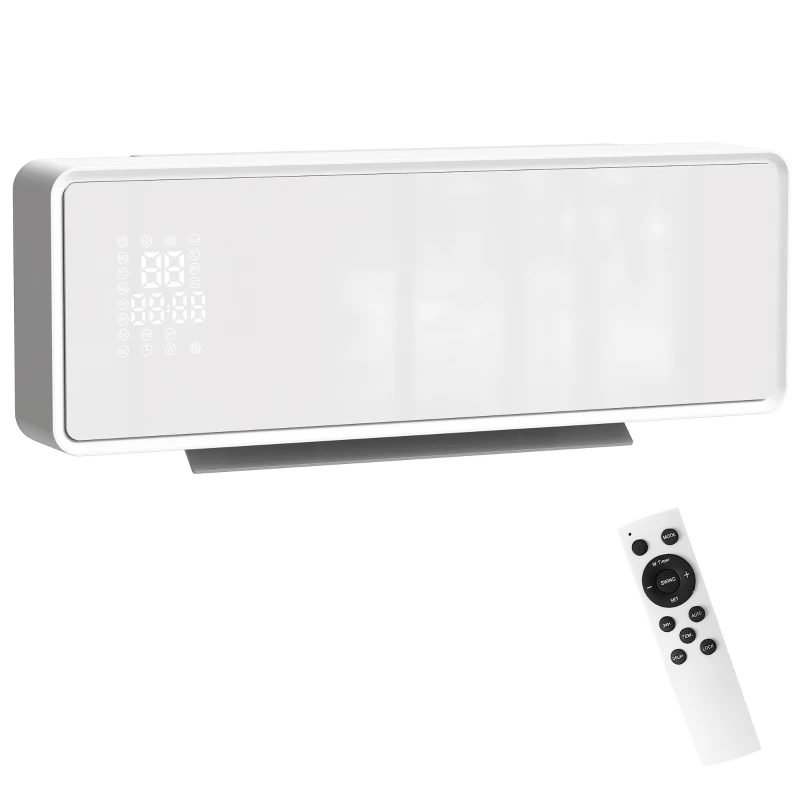 HOMCOM Calefactor Eléctrico Bajo Consumo de Pared 2000W con 3 Modos Pantalla LED Termostato Temporizador y Panel de Vidrio