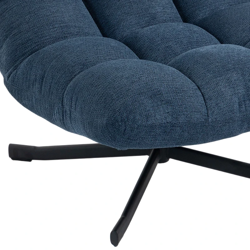 HOMCOM Draaibare Accentstoel, moderne loungefauteuil zonder armleuningen met stalen poten, donkerblauw