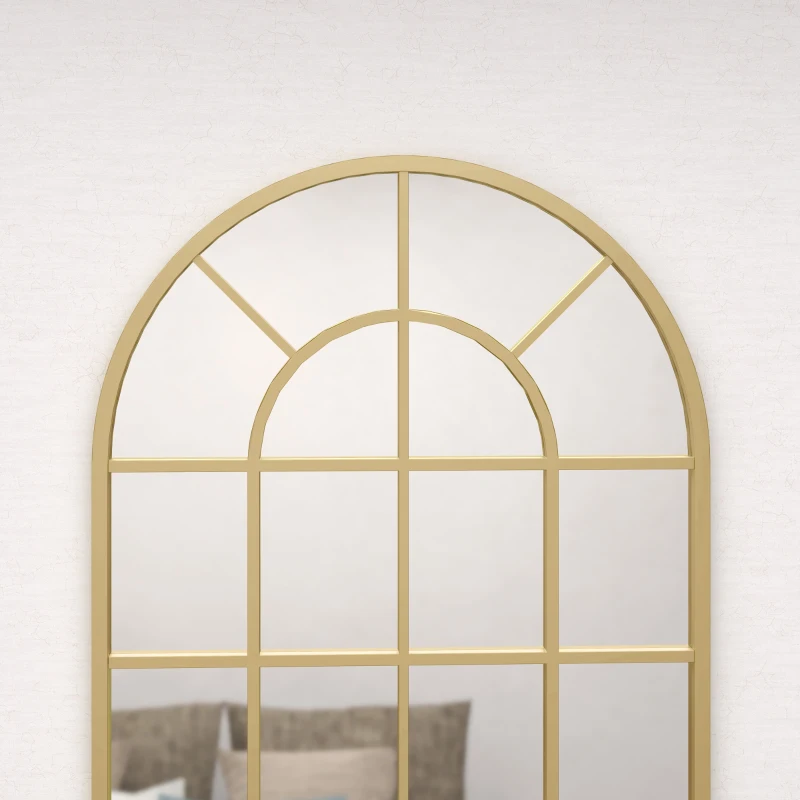 HOMCOM Wandspiegel, Raamontwerp, Garderobespiegel, Metalen Frame, 110 x 62 cm, Goud