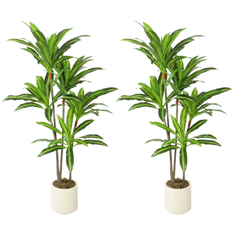 HOMCOM 150cm Lifelike Fake Tree, Artificial Dracaena Tree with Bendable Trunks, Green