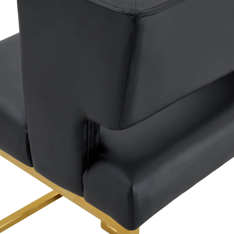 Lot de 2 tabourets de bar nordiques, design carré moderne, imperméable et facile à nettoyer, 48x53.3x91.4 cm, Noir+Doré