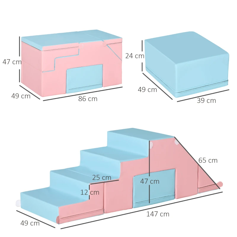 HOMCOM opvouwbaar bad met antislip pads steunstangen 2 kinderbad met afneembare hoes voor tieners ruim PP kunststof TPE blauw + wit 114 x 60,4 x 53 cm