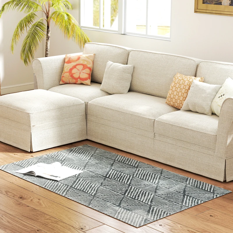HOMCOM Modern wasbaar vloerkleed 150 x 80 cm - donkergrijs