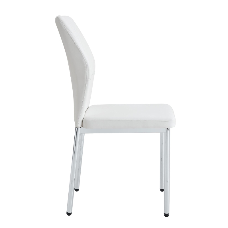 Lot de 4 chaises de salle à manger, style léger-luxe, patins antidérapants, 43x42.6x93 cm, Blanc+Argent