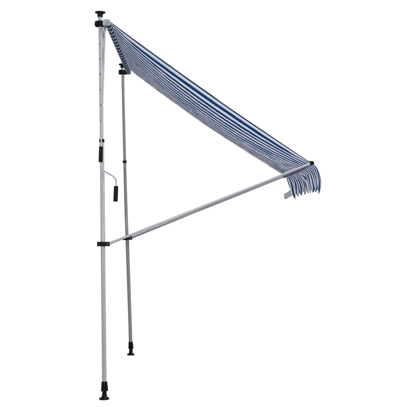 Outsunny Markies knikarm knikarmmarkies zonwering handslinger balkon aluminium 2 x 1,5 m blauw