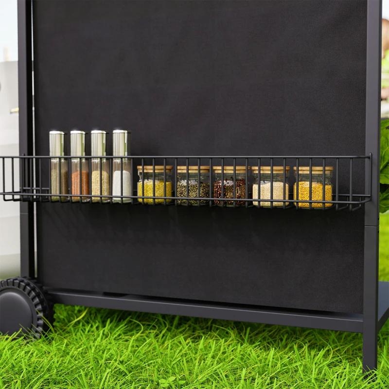 Outsunny Barbecue a Gas con 4+1 Bruciatori Indipendenti e Coperchio con Termometro, 121x54x97 cm, Nero
