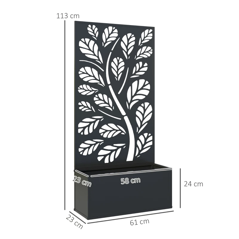 Outsunny Jardinière avec brise-vue paravent treillis pour Plante Grimpante, bac à Fleurs - dim. 61L x 23l x 113H cm