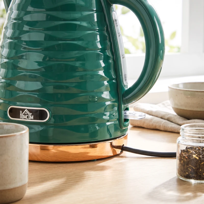HOMCOM 2-in-1 waterkoker- en broodroosterset, 7 bruiningsstanden, ontdooi- en opwarmfunctie, groen