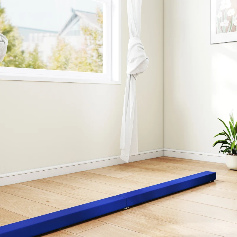 SPORTNOW Poutre gymnastique pliable 240 cm en velours, poutre d'équilibre avec fond antidérapant, pour enfants et adultes, bleu