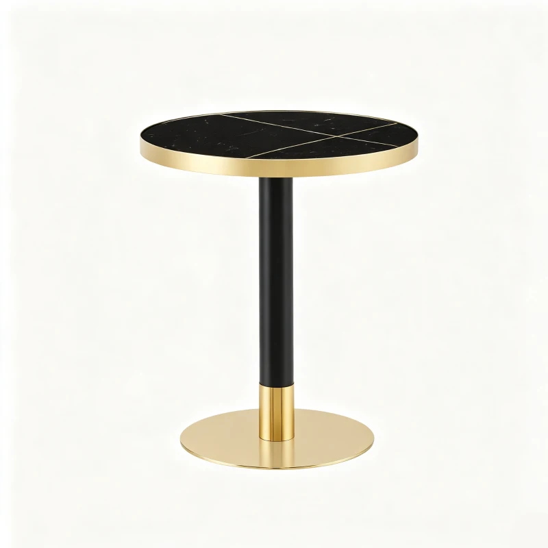 Table d'appoint ronde, plateau anti-rayures facile à nettoyer, 60x60x74 cm, Noir