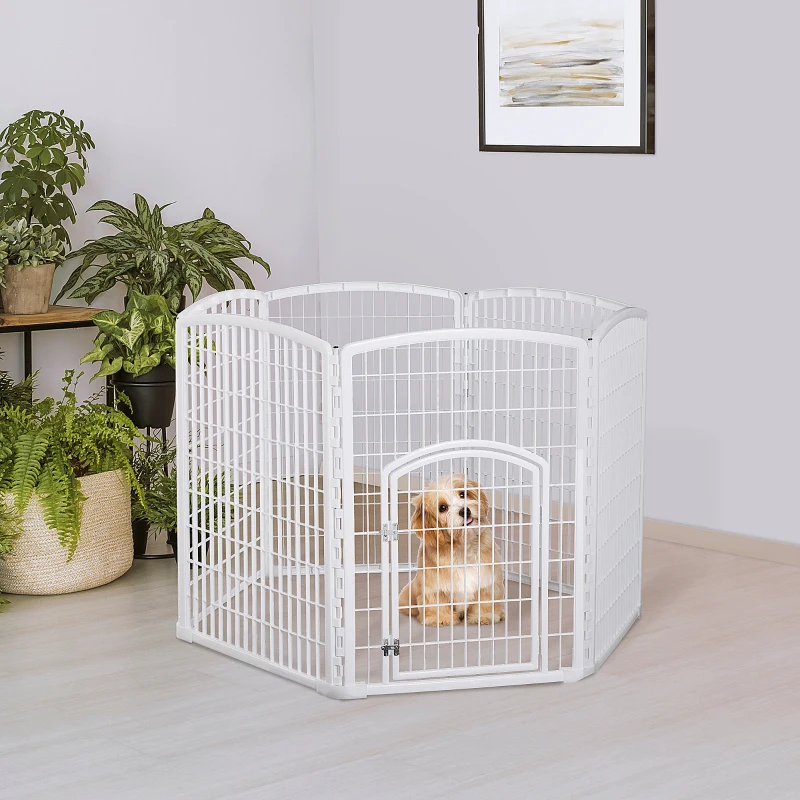 PawHut Recinto per Animali Domestici Animali Domestici PP Ф135 x 95A cm Bianco
