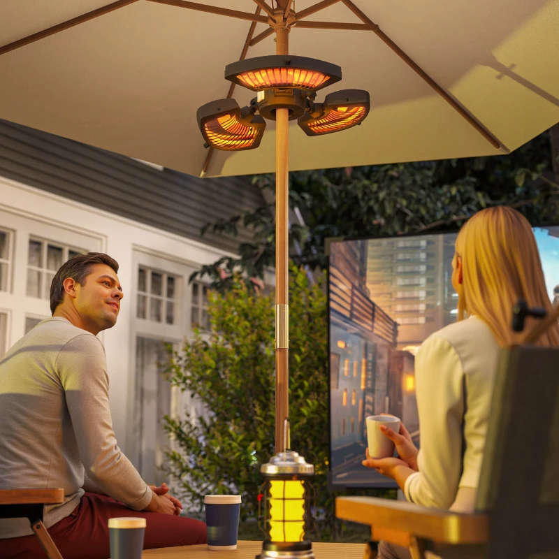 Outsunny Aquecedor por Infravermelhos para Chapéu de Sol 2400W Aquecedor Exterior Elétrico de Alumínio com 3 Níveis de Aquecimento Ø55x8 cm Preto