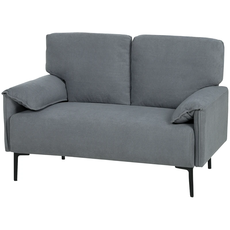 HOMCOM 2-zitsbank, dikke kussens, fluwelen bekleding, Gestoffeerde Bank, Zwart(m-10)