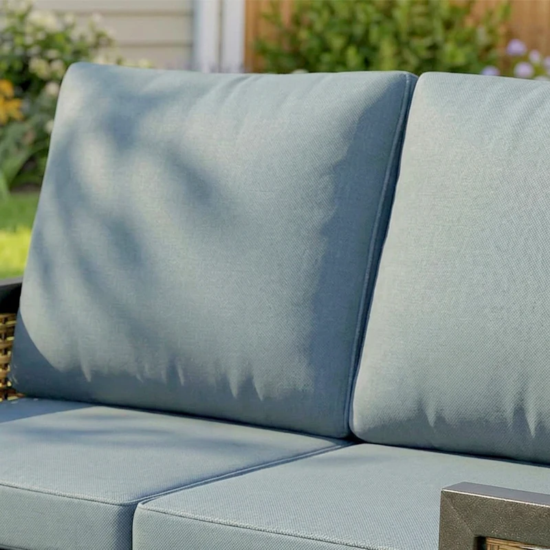 Outsunny 4 Seater Rattan Garden Furniture Set with 2 Armchairs, Loveseat, Coffee Table, Garden Sofa Set with Cushions, Grey