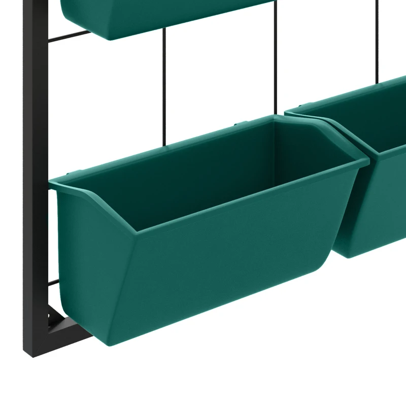 Outsunny Orto Verticale da Parete a 3 Livelli con 6 Vasi, in Acciaio e Plastica, 52x14x66 cm, Verde
