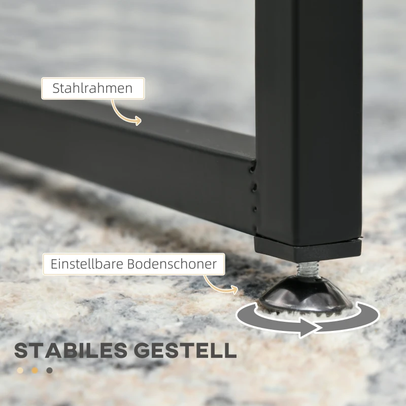 HOMCOM 2-delige set salontafels, glazen tafels, met poedergecoat staal, zwart + transparant