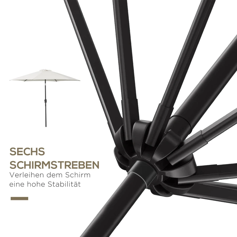 Outsunny Knikparasol zonnescherm tuinscherm strandparasol met handkruk aluminium 3 kleuren