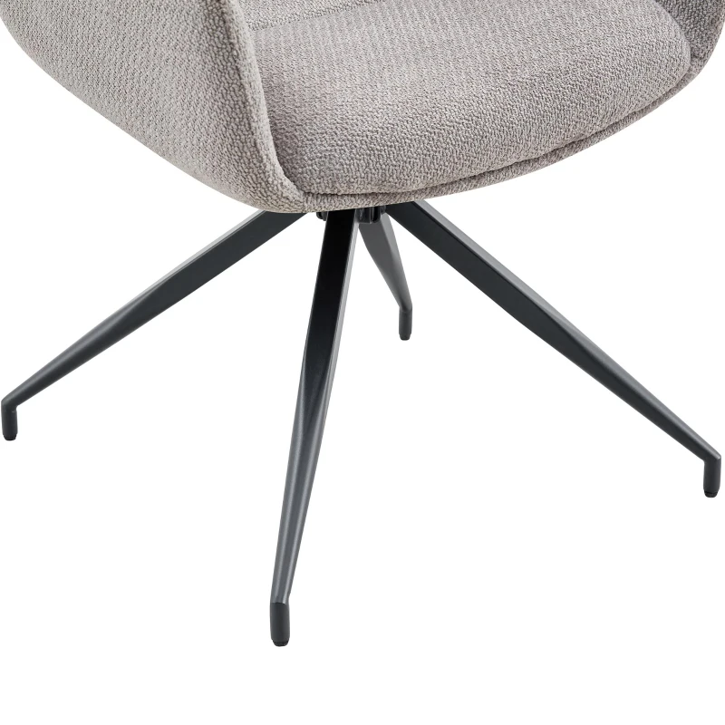 Fauteuil pivotant 360° rembourré, piètement métal laqué stable, patins antidérapants, 48x50x85 cm, Gris