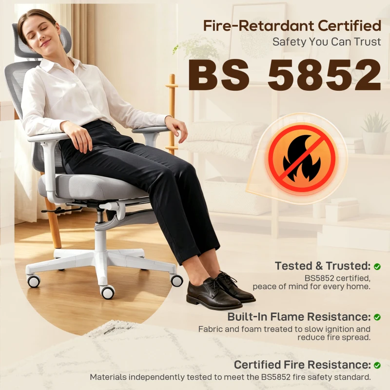 HOMCOM Ergonomic and Adjustable Office Chair - Grey